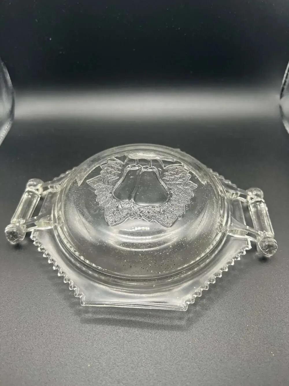 Vintage Adams & Co. Baltimore Pear Pattern Clear Pressed Glass Handled Dish